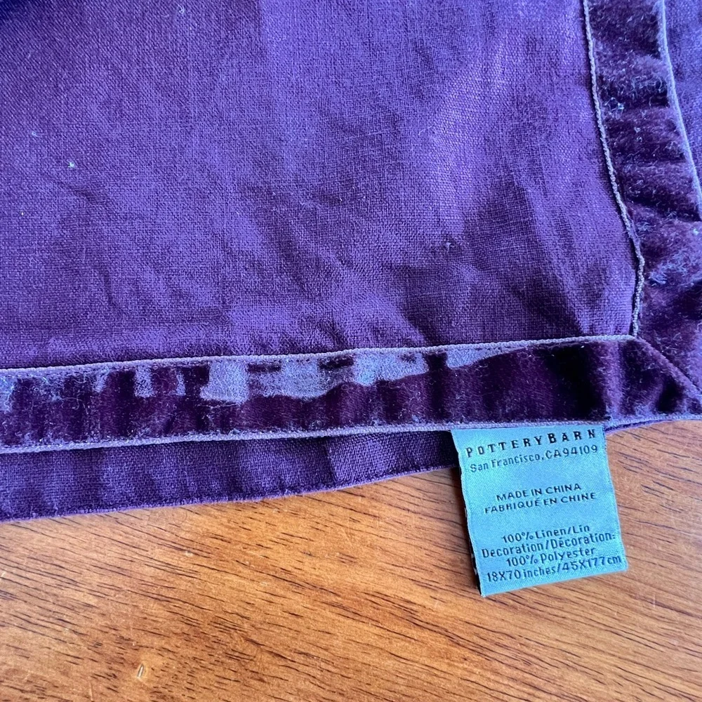 Pottery Barn Rich Plum Linen Table Runner​